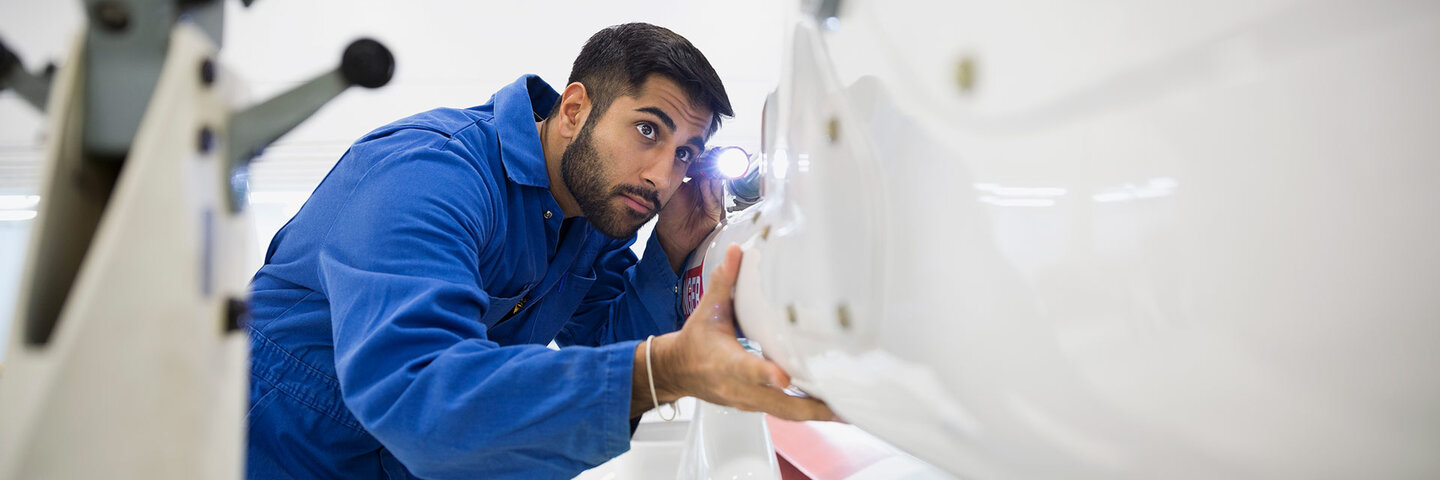 composite designer reviewing the work