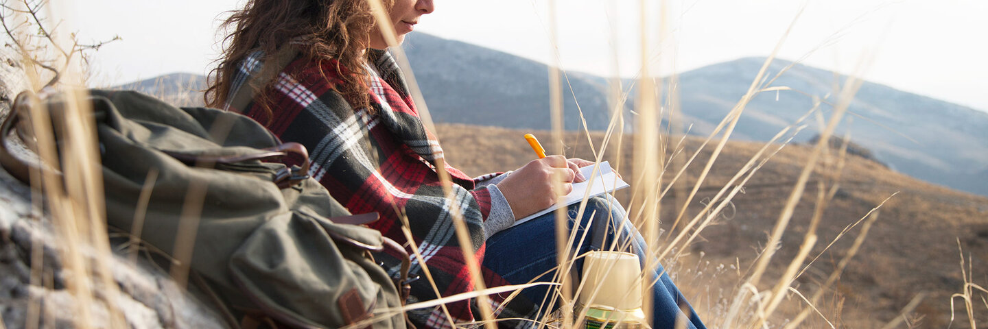 writer in the outdoors