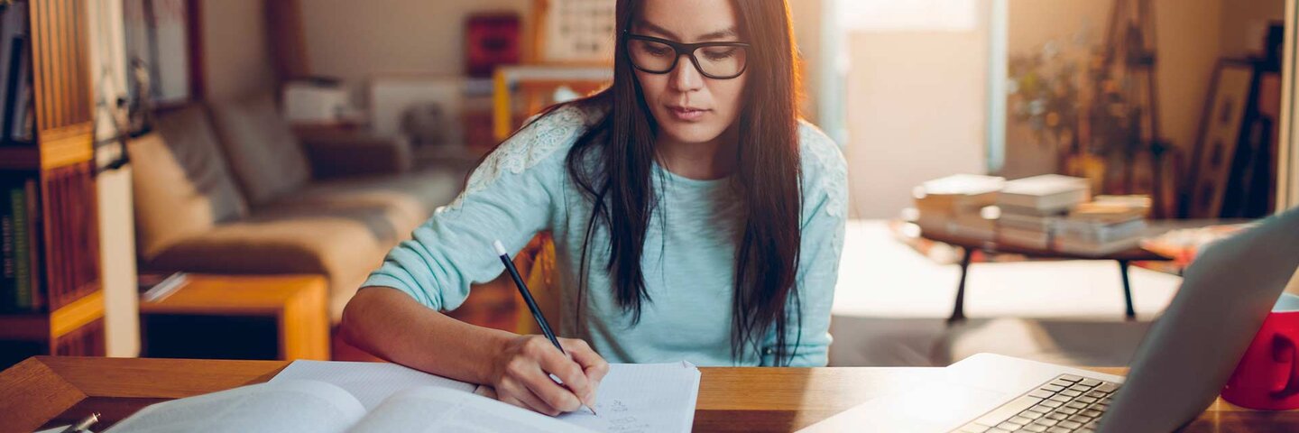 female student studying