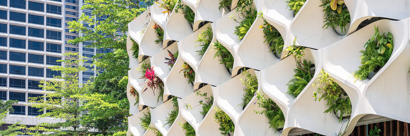 vertical garden integrated into modern architecture