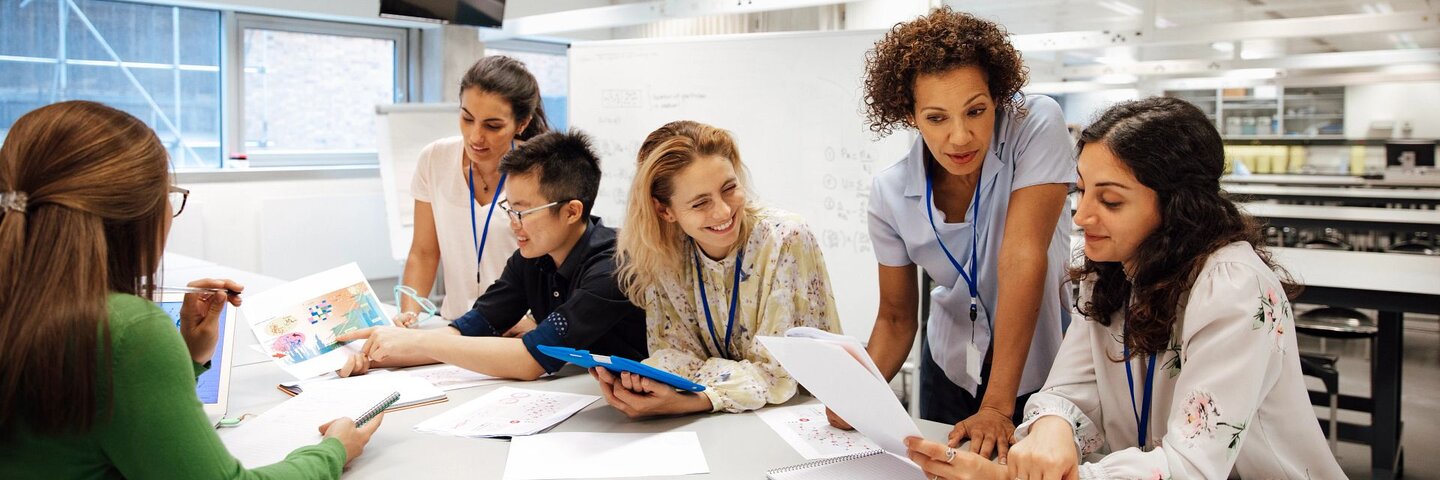 Science students researching