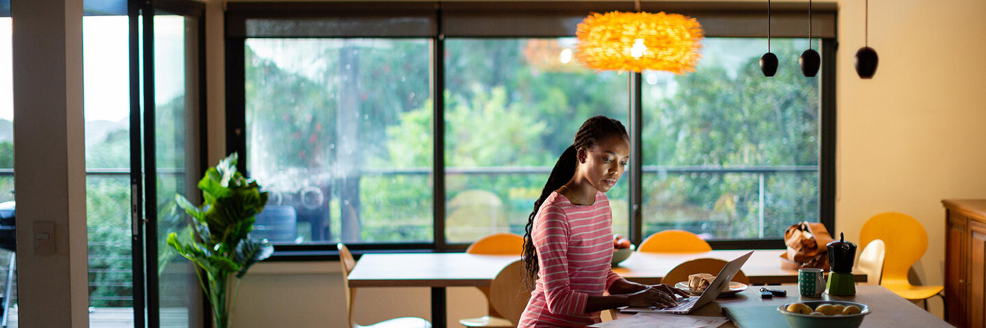 woman working in her home