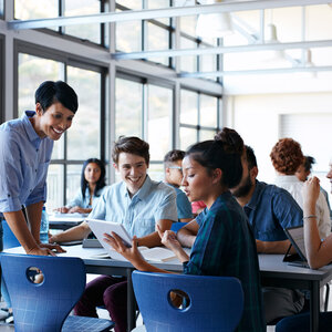 Teacher and students in a classroom