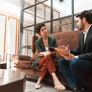 Two people having a conversation