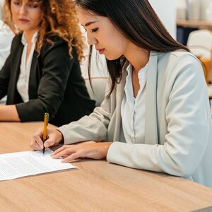 Adult taking a test.